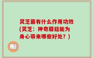 灵芝菌有什么作用功效(灵芝：神奇蘑菇能为身心带来哪些好处？)