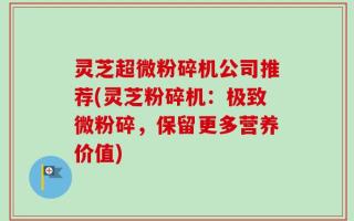 灵芝超微粉碎机公司推荐(灵芝粉碎机：极致微粉碎，保留更多营养价值)