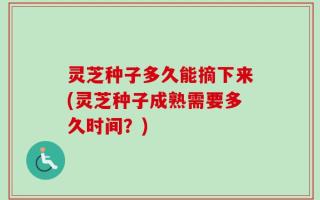 灵芝种子多久能摘下来(灵芝种子成熟需要多久时间？)