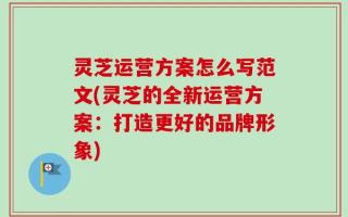 灵芝运营方案怎么写范文(灵芝的全新运营方案：打造更好的品牌形象)