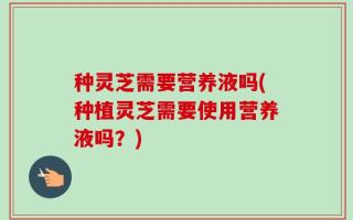 种灵芝需要营养液吗(种植灵芝需要使用营养液吗？)