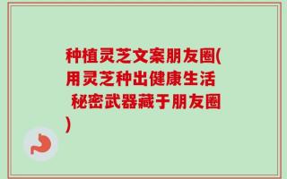 种植灵芝文案朋友圈(用灵芝种出健康生活  秘密武器藏于朋友圈)
