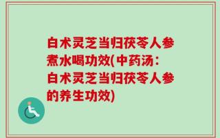 白术灵芝当归茯苓人参煮水喝功效(中药汤：白术灵芝当归茯苓人参的养生功效)