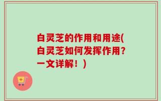 白灵芝的作用和用途(白灵芝如何发挥作用？一文详解！)