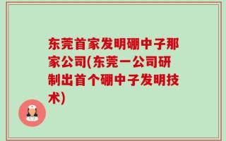 东莞首家发明硼中子那家公司(东莞一公司研制出首个硼中子发明技术)