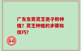 广东东莞灵芝孢子粉种植？灵芝种植的步骤和技巧？