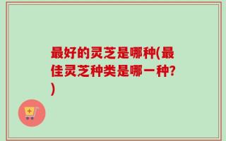 最好的灵芝是哪种(最佳灵芝种类是哪一种？)