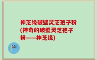神芝缘破壁灵芝孢子粉(神奇的破壁灵芝孢子粉——神芝缘)