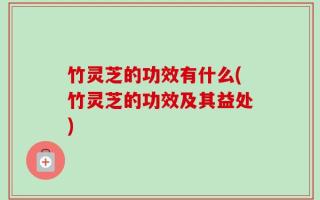 竹灵芝的功效有什么(竹灵芝的功效及其益处)