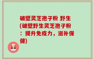 破壁灵芝孢子粉 野生(破壁野生灵芝孢子粉：提升免疫力，滋补保健)