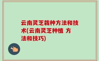 云南灵芝栽种方法和技术(云南灵芝种植 方法和技巧)