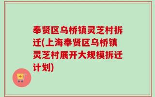 奉贤区乌桥镇灵芝村拆迁(上海奉贤区乌桥镇灵芝村展开大规模拆迁计划)