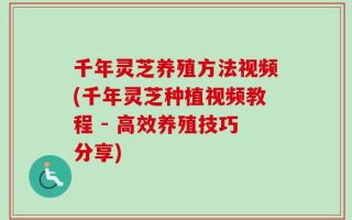 千年灵芝养殖方法视频(千年灵芝种植视频教程 - 高效养殖技巧分享)