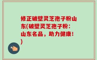 修正破壁灵芝孢子粉山东(破壁灵芝孢子粉：山东名品，助力健康！)