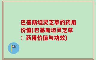 巴基斯坦灵芝草的药用价值(巴基斯坦灵芝草：药用价值与功效)