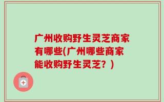 广州收购野生灵芝商家有哪些(广州哪些商家能收购野生灵芝？)