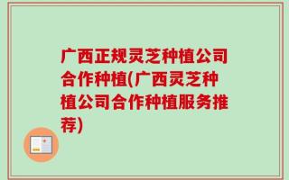 广西正规灵芝种植公司合作种植(广西灵芝种植公司合作种植服务推荐)