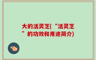 大的活灵芝(“活灵芝”的功效和用途简介)
