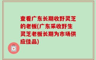 查看广东长期收野灵芝的老板(广东采收野生灵芝老板长期为市场供应佳品)