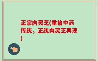 正宗肉灵芝(重拾中药传统，正统肉灵芝再现)