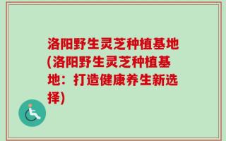 洛阳野生灵芝种植基地(洛阳野生灵芝种植基地：打造健康养生新选择)
