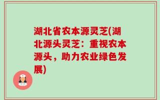 湖北省农本源灵芝(湖北源头灵芝：重视农本源头，助力农业绿色发展)
