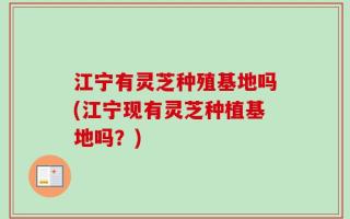 江宁有灵芝种殖基地吗(江宁现有灵芝种植基地吗？)