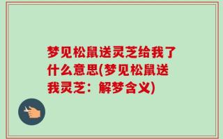 梦见松鼠送灵芝给我了什么意思(梦见松鼠送我灵芝：解梦含义)
