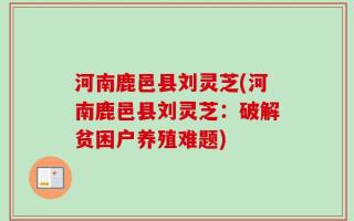 河南鹿邑县刘灵芝(河南鹿邑县刘灵芝：破解贫困户养殖难题)