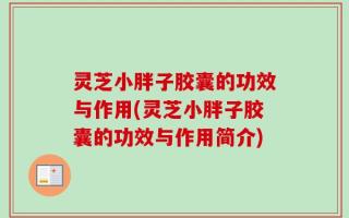 灵芝小胖子胶囊的功效与作用(灵芝小胖子胶囊的功效与作用简介)