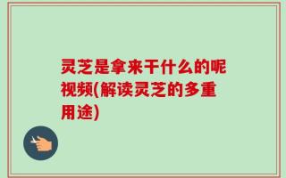 灵芝是拿来干什么的呢视频(解读灵芝的多重用途)