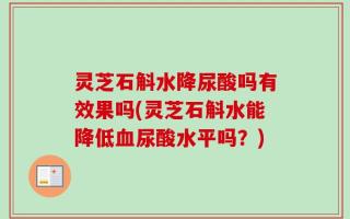 灵芝石斛水降尿酸吗有效果吗(灵芝石斛水能降低血尿酸水平吗？)