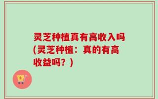 灵芝种植真有高收入吗(灵芝种植：真的有高收益吗？)