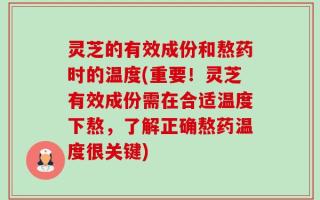 灵芝的有效成份和熬药时的温度(重要！灵芝有效成份需在合适温度下熬，了解正确熬药温度很关键)