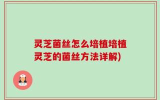 灵芝菌丝怎么培植培植灵芝的菌丝方法详解)