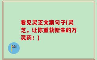 看见灵芝文案句子(灵芝，让你重获新生的万灵药！)
