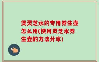 煲灵芝水的专用养生壶怎么用(使用灵芝水养生壶的方法分享)