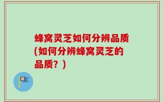 蜂窝灵芝如何分辨品质(如何分辨蜂窝灵芝的品质？)