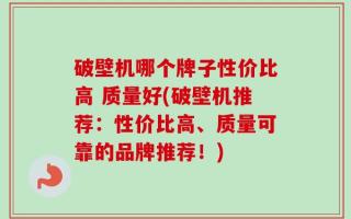 破壁机哪个牌子性价比高 质量好(破壁机推荐：性价比高、质量可靠的品牌推荐！)