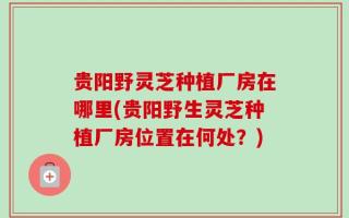 贵阳野灵芝种植厂房在哪里(贵阳野生灵芝种植厂房位置在何处？)