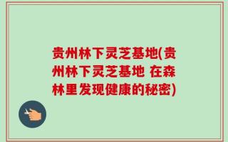 贵州林下灵芝基地(贵州林下灵芝基地 在森林里发现健康的秘密)