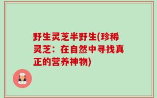 野生灵芝半野生(珍稀灵芝：在自然中寻找真正的营养神物)