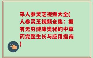 采人参灵芝视频大全(人参灵芝视频全集：拥有无穷健康奥秘的中草药完整生长与应用指南)