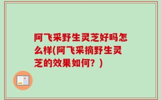 阿飞采野生灵芝好吗怎么样(阿飞采摘野生灵芝的效果如何？)