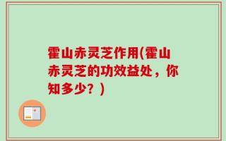霍山赤灵芝作用(霍山赤灵芝的功效益处，你知多少？)