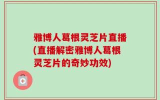 雅博人葛根灵芝片直播(直播解密雅博人葛根灵芝片的奇妙功效)
