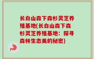 长白山森下森杉灵芝养殖基地(长白山森下森杉灵芝养殖基地：探寻森林生态美的秘密)