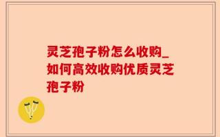 灵芝孢子粉怎么收购_如何高效收购优质灵芝孢子粉