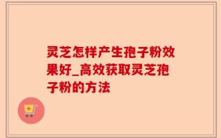 灵芝怎样产生孢子粉效果好_高效获取灵芝孢子粉的方法
