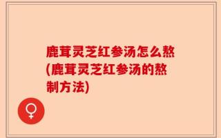 鹿茸灵芝红参汤怎么熬(鹿茸灵芝红参汤的熬制方法)